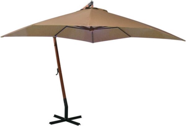 vidaXL - Zweefparasol - met - paal - 3x3 - m - massief - vurenhout - taupe (8720286164570)