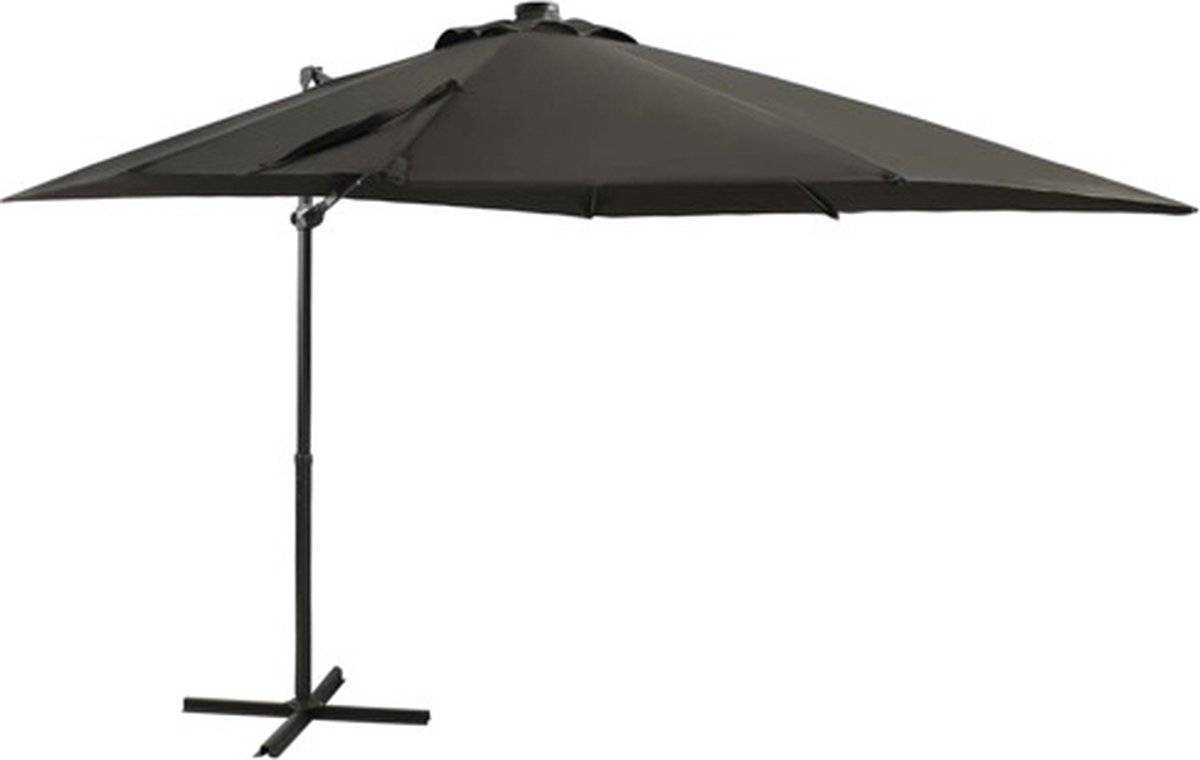 vidaXL - Zweefparasol - met - paal - en - LED-verlichting - 250 - cm - antracietkleur (8720286181263)