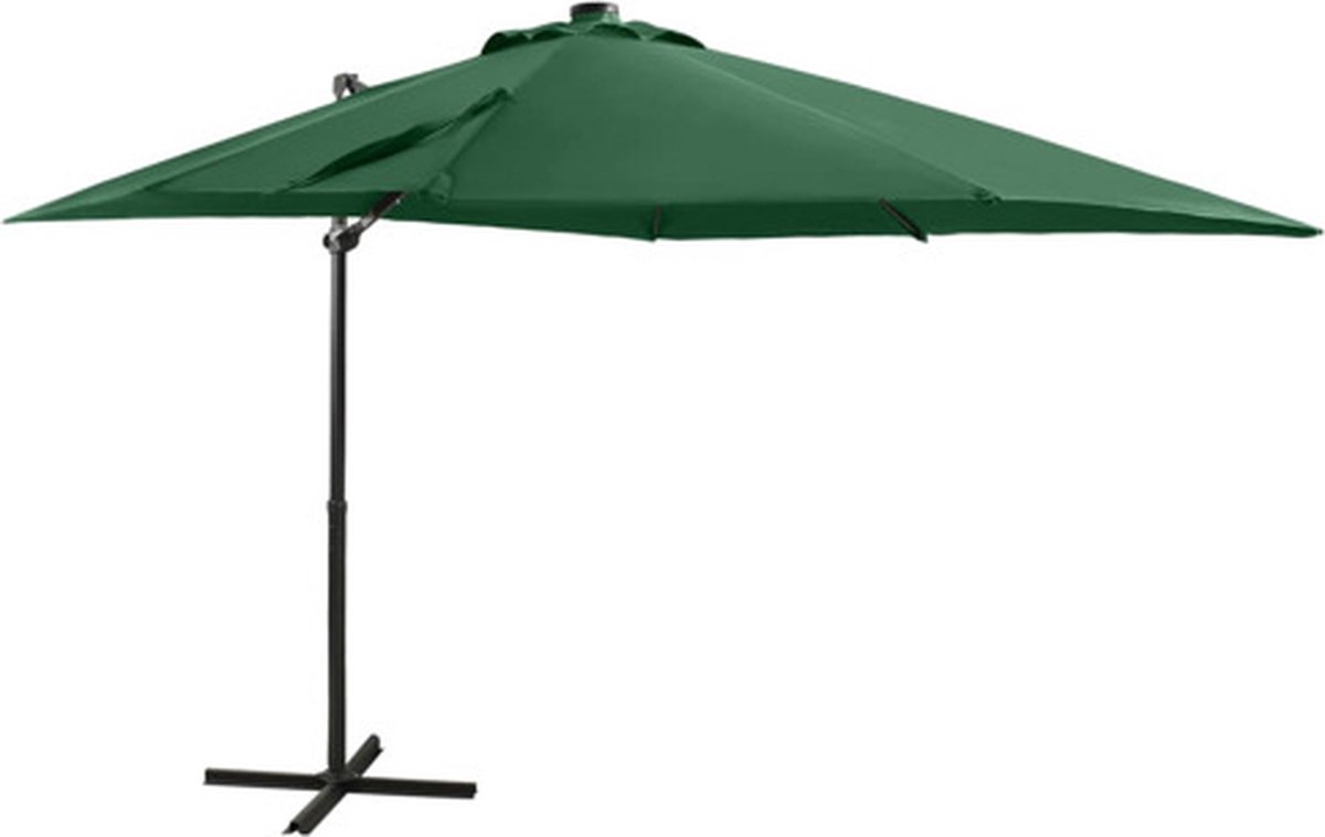 vidaXL - Zweefparasol - met - paal - en - LED-verlichting - 250 - cm - groen (8720286181256)