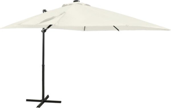 vidaXL - Zweefparasol - met - paal - en - LED-verlichting - 250 - cm - zandkleurig (8720286181249)