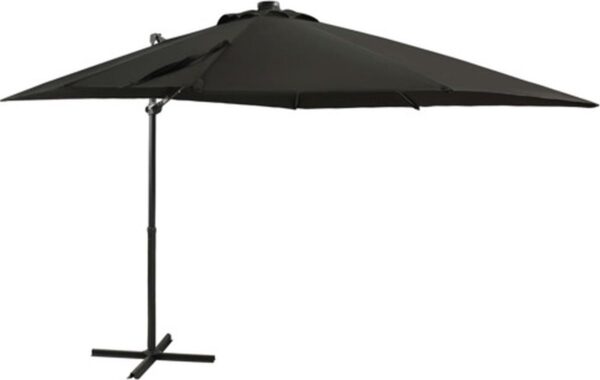 vidaXL - Zweefparasol - met - paal - en - LED-verlichting - 250 - cm - zwart (8720286181287)