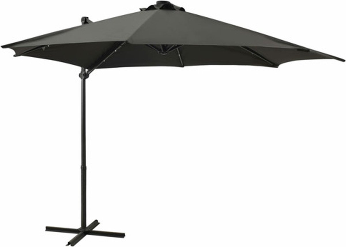 vidaXL - Zweefparasol - met - paal - en - LED-verlichting - 300 - cm - antracietkleur (8720286181348)