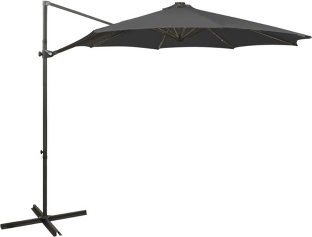 vidaXL - Zweefparasol - met - paal - en - LED-verlichting - 300 - cm - antracietkleur (8720286181423)