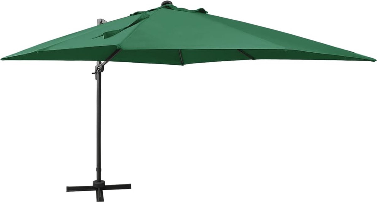 vidaXL - Zweefparasol - met - paal - en - LED-verlichting - 300 - cm - groen (8720286181492)