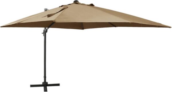 vidaXL - Zweefparasol - met - paal - en - LED-verlichting - 300 - cm - taupe (8720286181515)