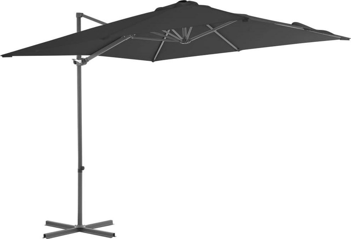 vidaXL - Zweefparasol - met - stalen - paal - 250x250 - cm - antracietkleurig (8718475701071)