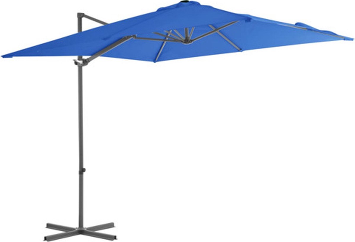 vidaXL - Zweefparasol - met - stalen - paal - 250x250 - cm - azuurblauw (8719883758923)