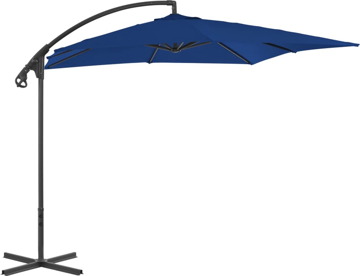 vidaXL - Zweefparasol - met - stalen - paal - 250x250 - cm - azuurblauw (8720286114896)