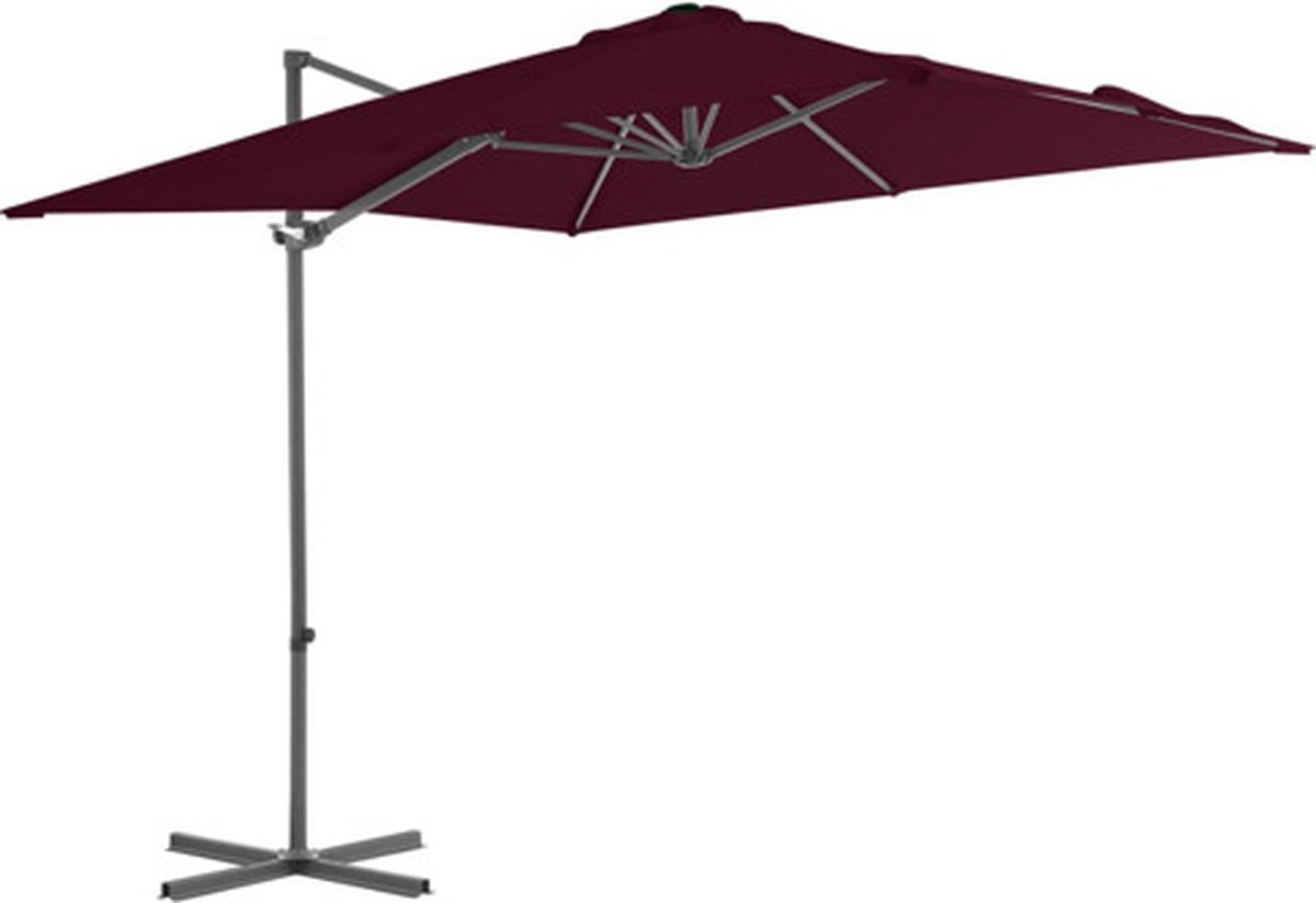 vidaXL - Zweefparasol - met - stalen - paal - 250x250 - cm - bordeauxrood (8720286181126)