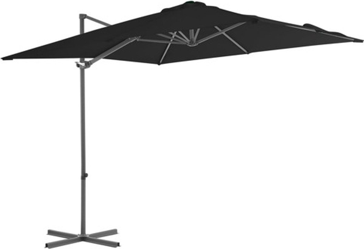 vidaXL - Zweefparasol - met - stalen - paal - 250x250 - cm - zwart (8719883758916)