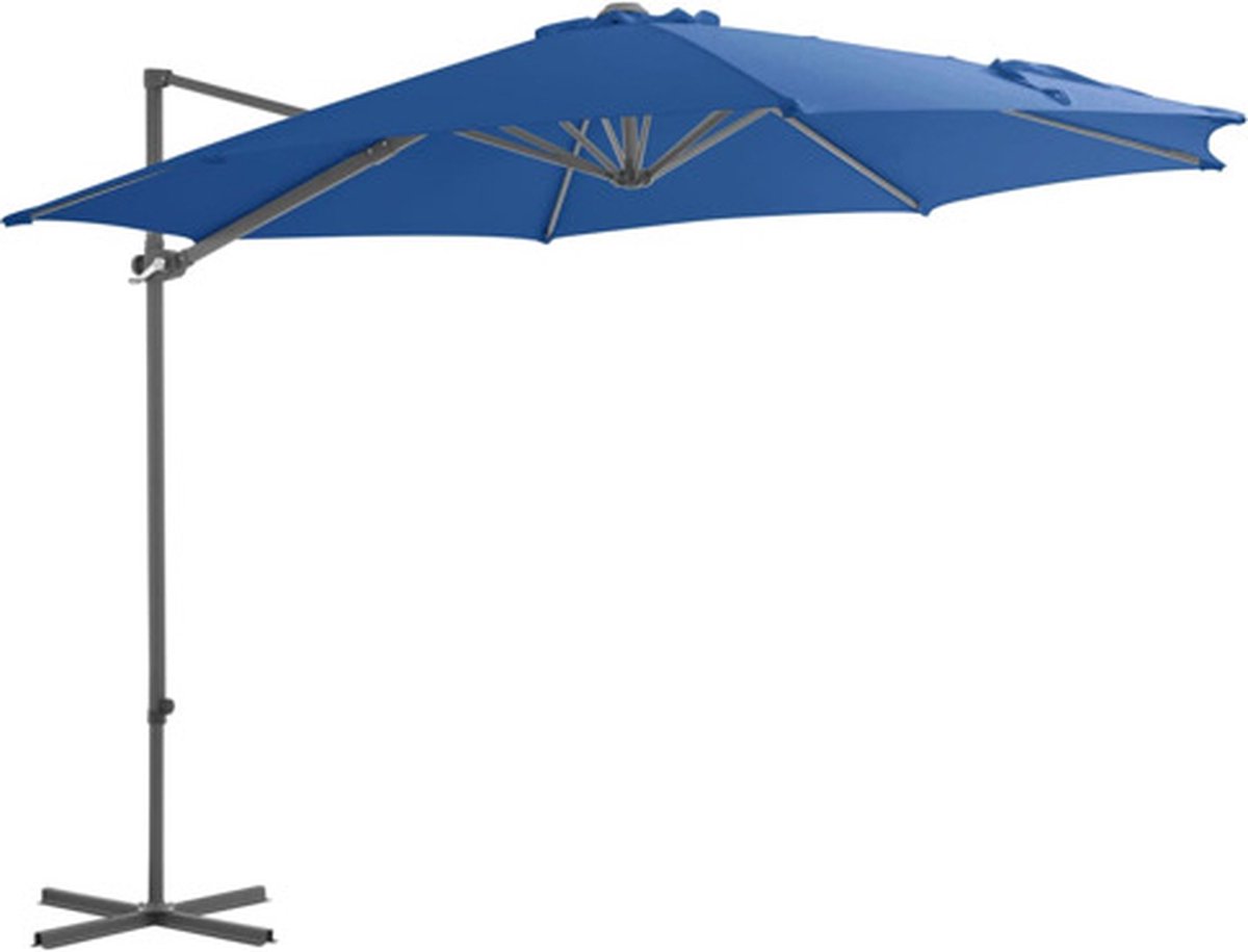 vidaXL - Zweefparasol - met - stalen - paal - 300 - cm - azuurblauw (8719883759005)