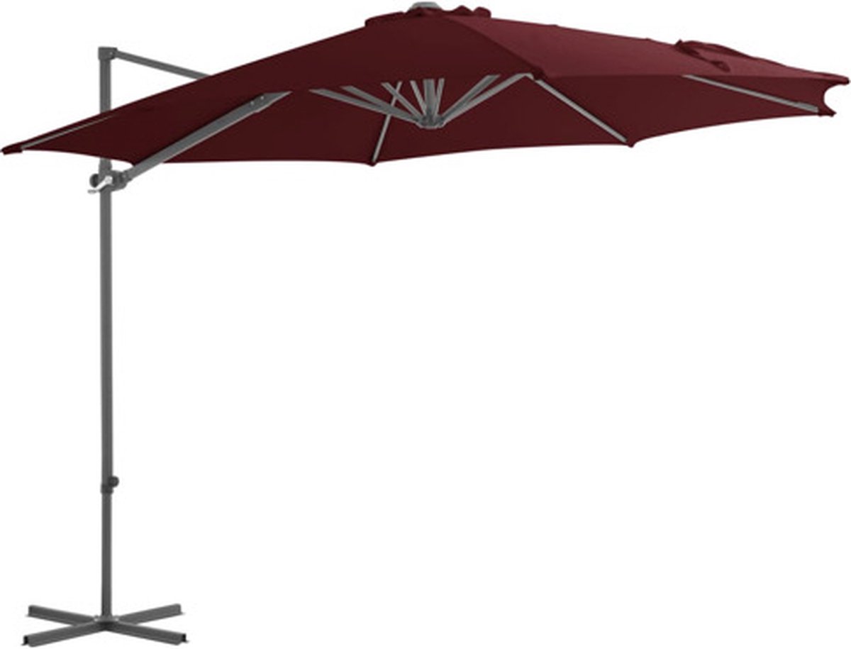 vidaXL - Zweefparasol - met - stalen - paal - 300 - cm - bordeauxrood (8720286181164)