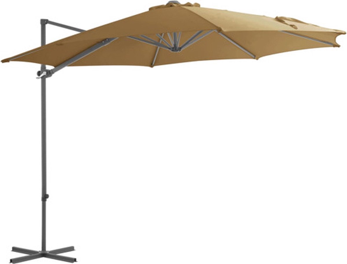 vidaXL - Zweefparasol - met - stalen - paal - 300 - cm - taupe (8718475701125)