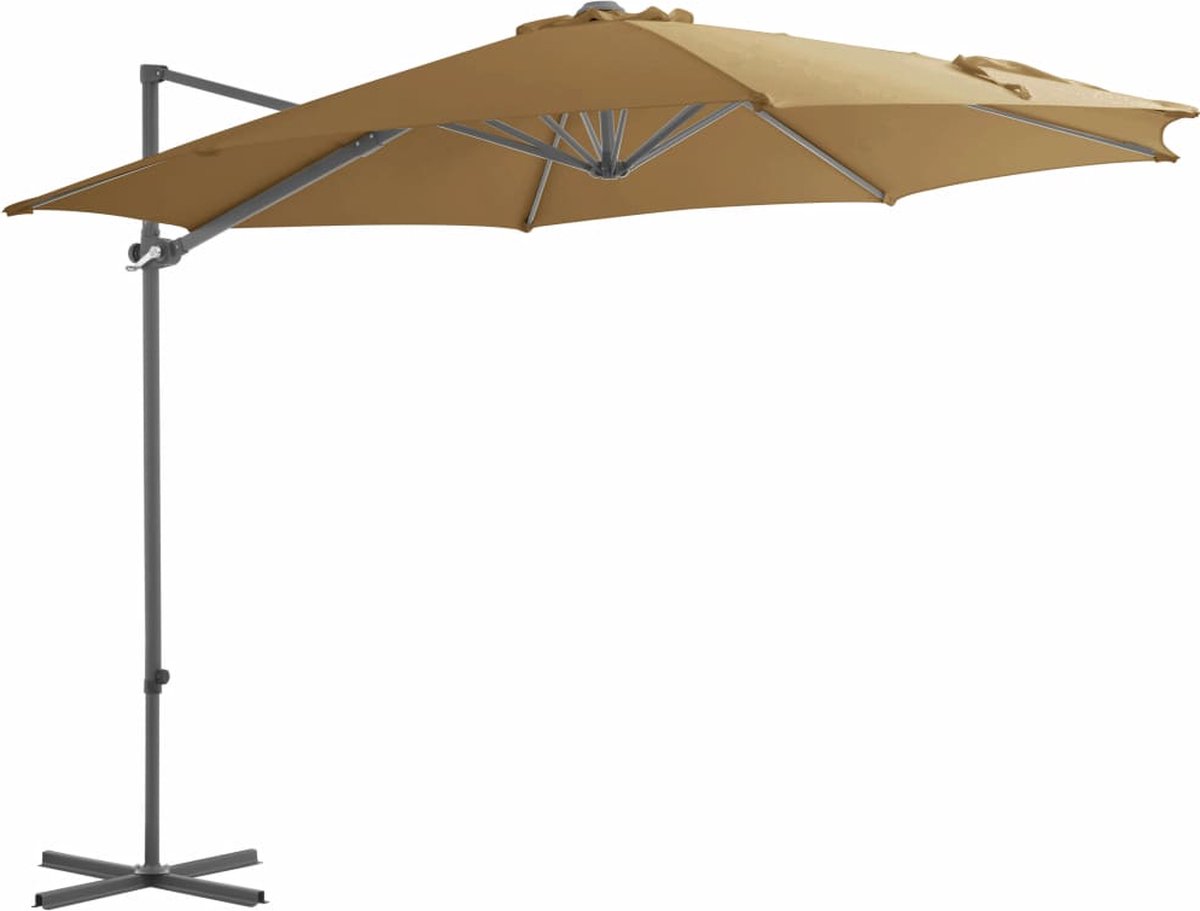 vidaXL - Zweefparasol - met - stalen - paal - 300 - cm - taupe (8718475711285)