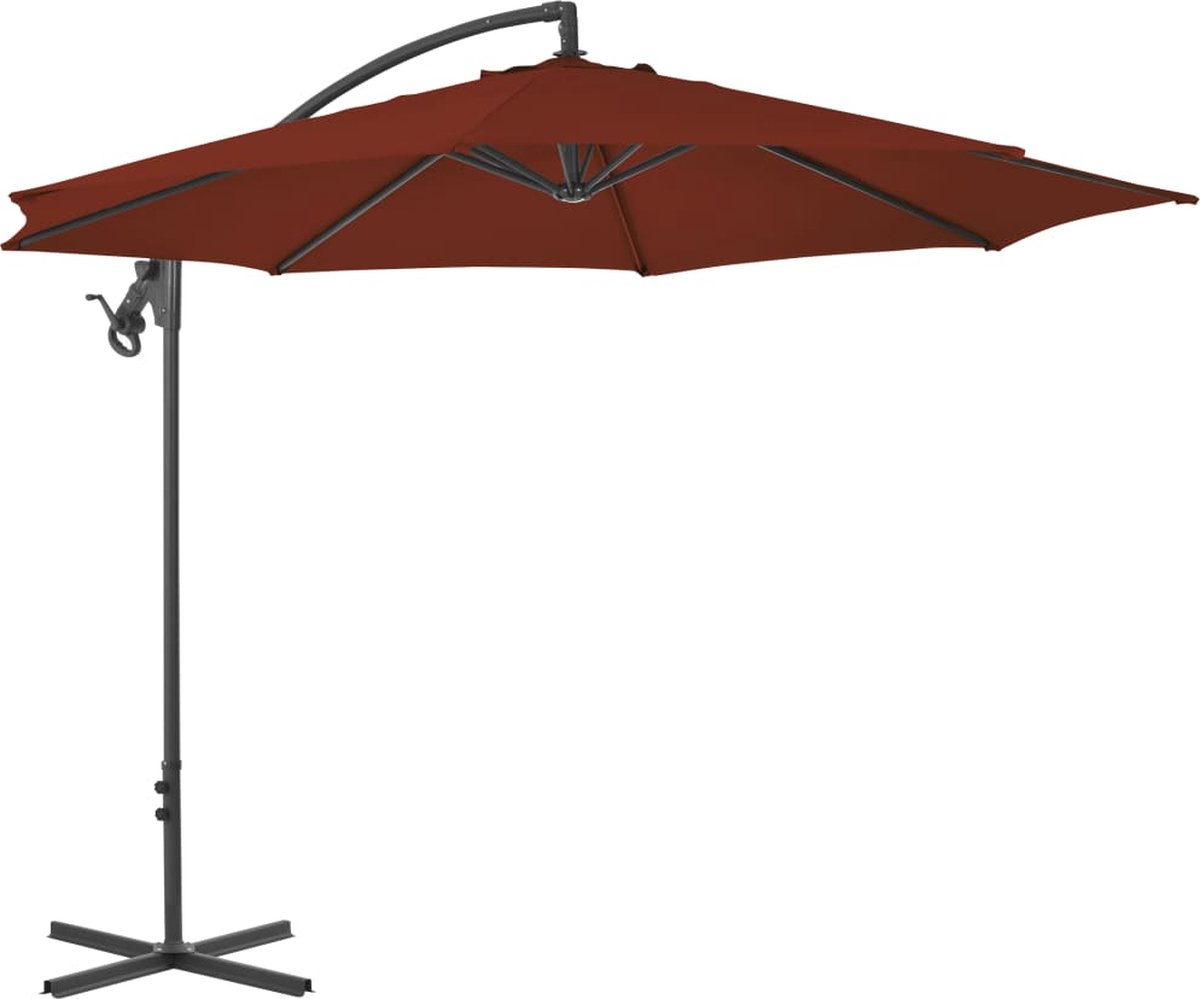 vidaXL - Zweefparasol - met - stalen - paal - 300 - cm - terracottakleurig (8720286114834)