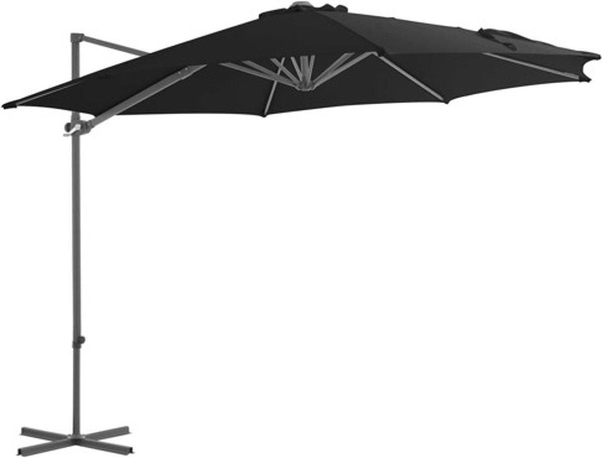 vidaXL - Zweefparasol - met - stalen - paal - 300 - cm - zwart (8719883758992)