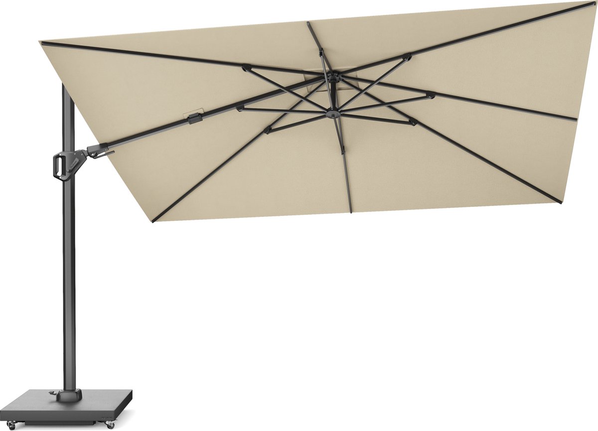 Platinum Sun & Shade - Zweefparasol - Challenger T² Premium - 350x260cm - Champagne - Dubbel Kantelbaar - 360° Draaibaar - 98% UV protectie (8720039168404)