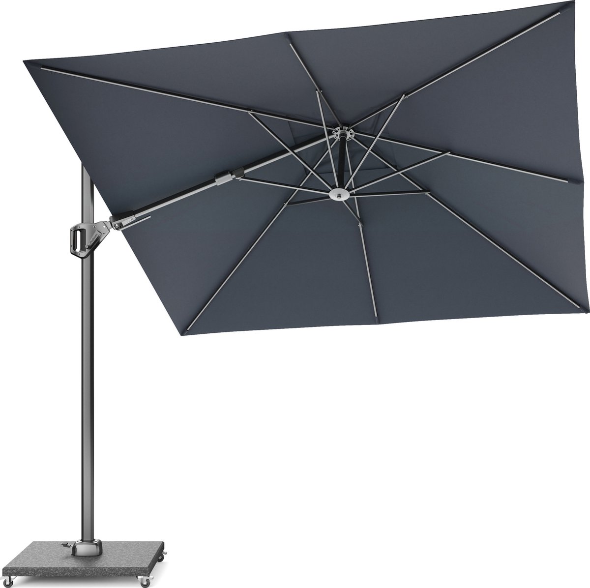 Platinum Sun & Shade - Zweefparasol - Voyager T² - 270x270cm - Antraciet - Dubbel Kantelbaar - 360° Draaibaar - 96% UV protectie (8720039162563)