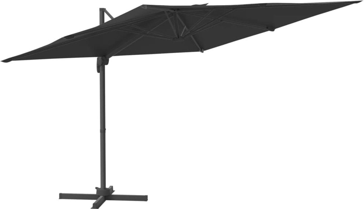 The Living Store Zweefparasol met LED-verlichting 400x300 cm zwart - Zweefparasol - Tuinzalen - Buitenschilderij - Patio Set - Garden Furniture (8721031269786)