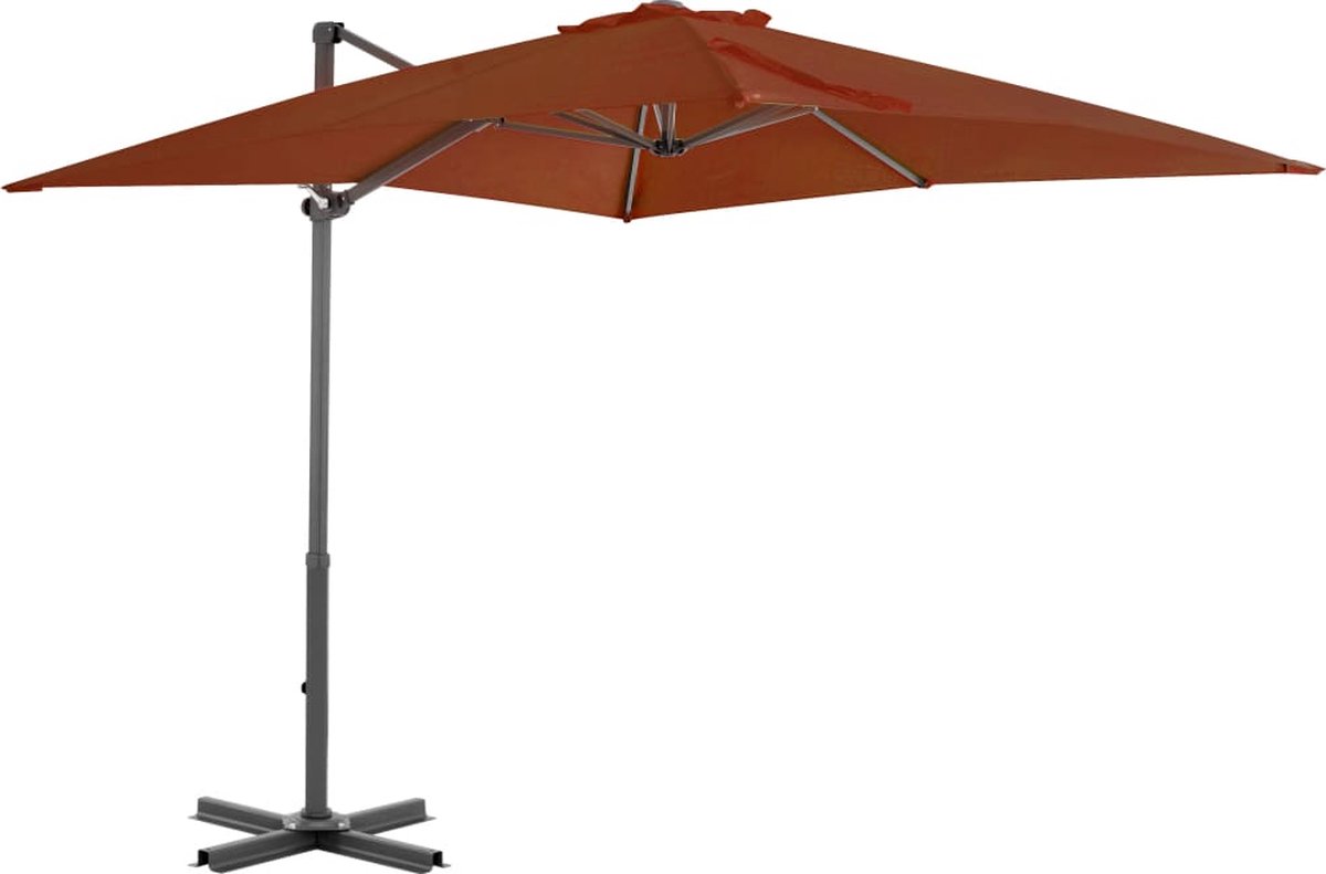 The Living Store Zweefparasol met aluminium paal 250x250 cm terracottakleurig - Hangende Parasol - Tuinparasol - Parasol Terracotta - Parasol Outdoor - Zonnezegel (8721031281047)