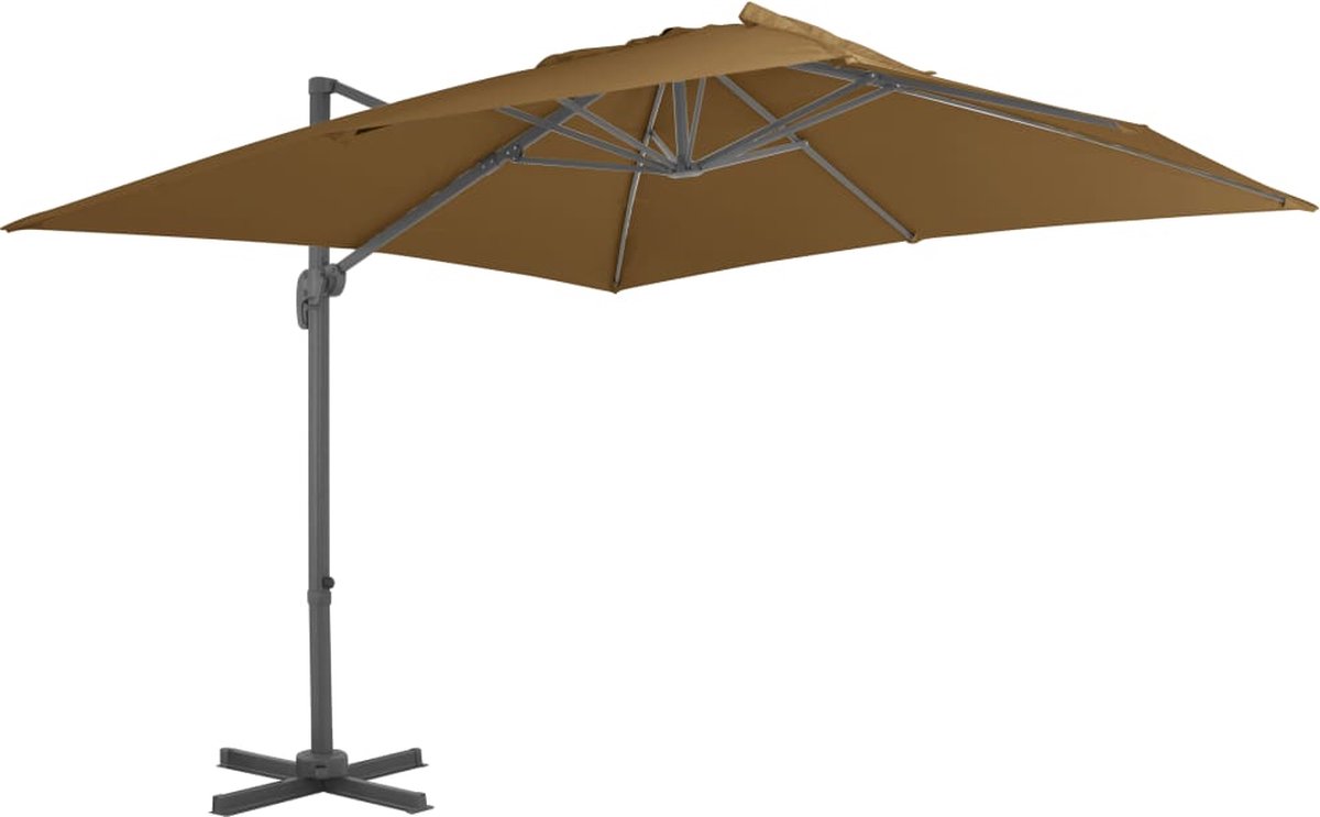 The Living Store Zweefparasol met aluminium paal 300x300 cm taupe - Hangende Parasol - Tuinsparasol - Parasol Taupe - Patio Parasol - Zomerzonnescherm (8721031279952)