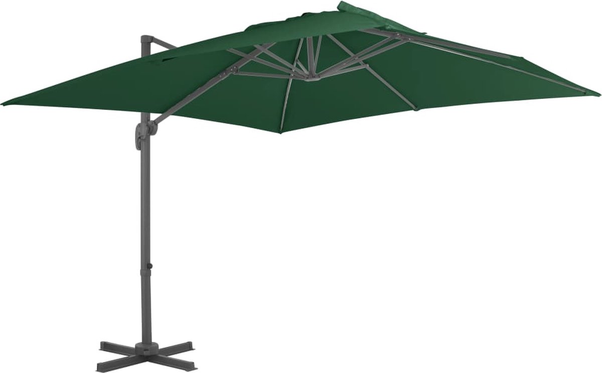 The Living Store Zweefparasol met aluminium paal 400x300 cm groen - Hangende Parasol - Tuinset - Parasol Groen - Zonnebescherming - Buitenschilderij (8721031268925)