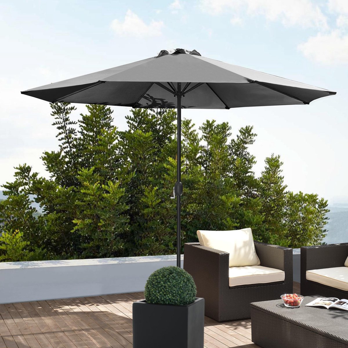 Tuin parasol stokparasol 300x230 cm grijs (4260390260248)