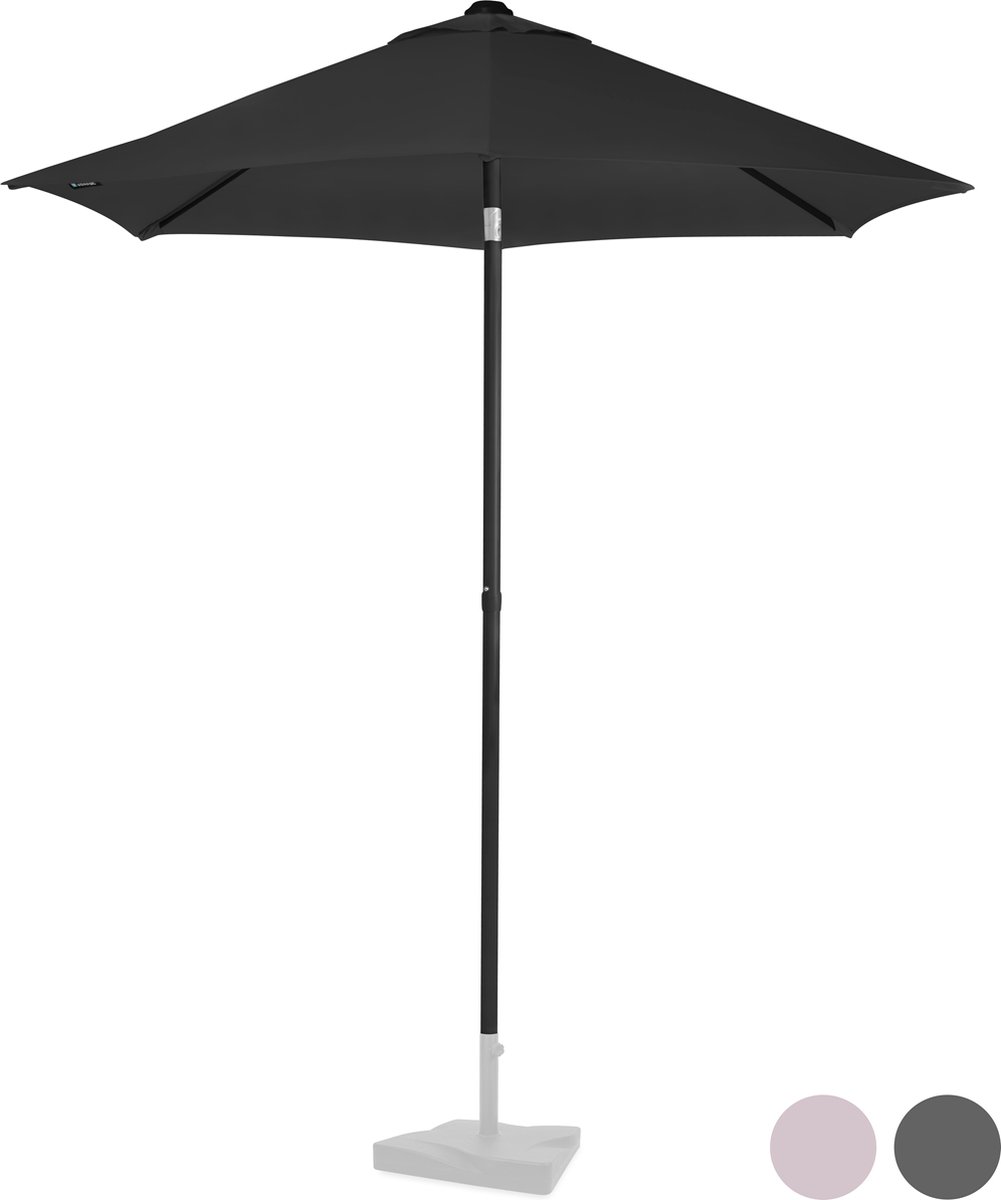 VONROC Premium Parasol Torbole - ⌀200cm - Duurzame stokparasol - UV werend doek - Antra-ciet/Zwart - Incl. beschermhoes (8717479103812)