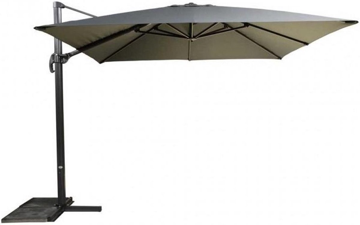 Zweefparasol Virgo Antraciet zonder volant 3x3mtr met Kruisvoet en Parasolvoettegels (7863388742800)