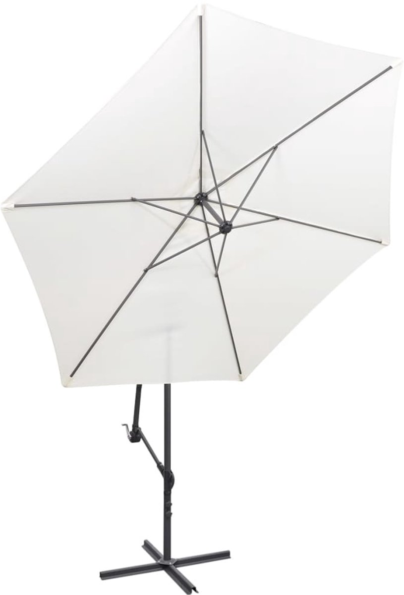 vidaXL Zweefparasol - 3 m - Zandwit - UV-bescherming Zwevende Parasol - Parasollen - Tuinparasol - Strandparasol - Zonnebloem - Uv Bescherming - Terrasdecoratie - Zomeraccessoires - Outdoor Living (8022858272561)