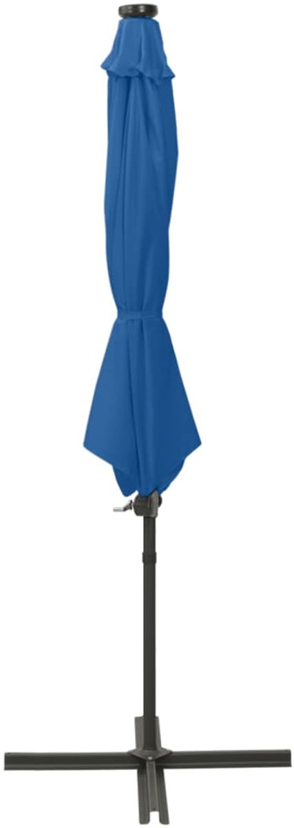 vidaXL Zweefparasol - 300 cm - LED Verlichting - Blauw Tuinparasol - Parasol - LED-verlichting - Blauw - Buitenschilderij - Terrasdecoratie - Zomeraccessoires - Zonnewering (8041568861698)