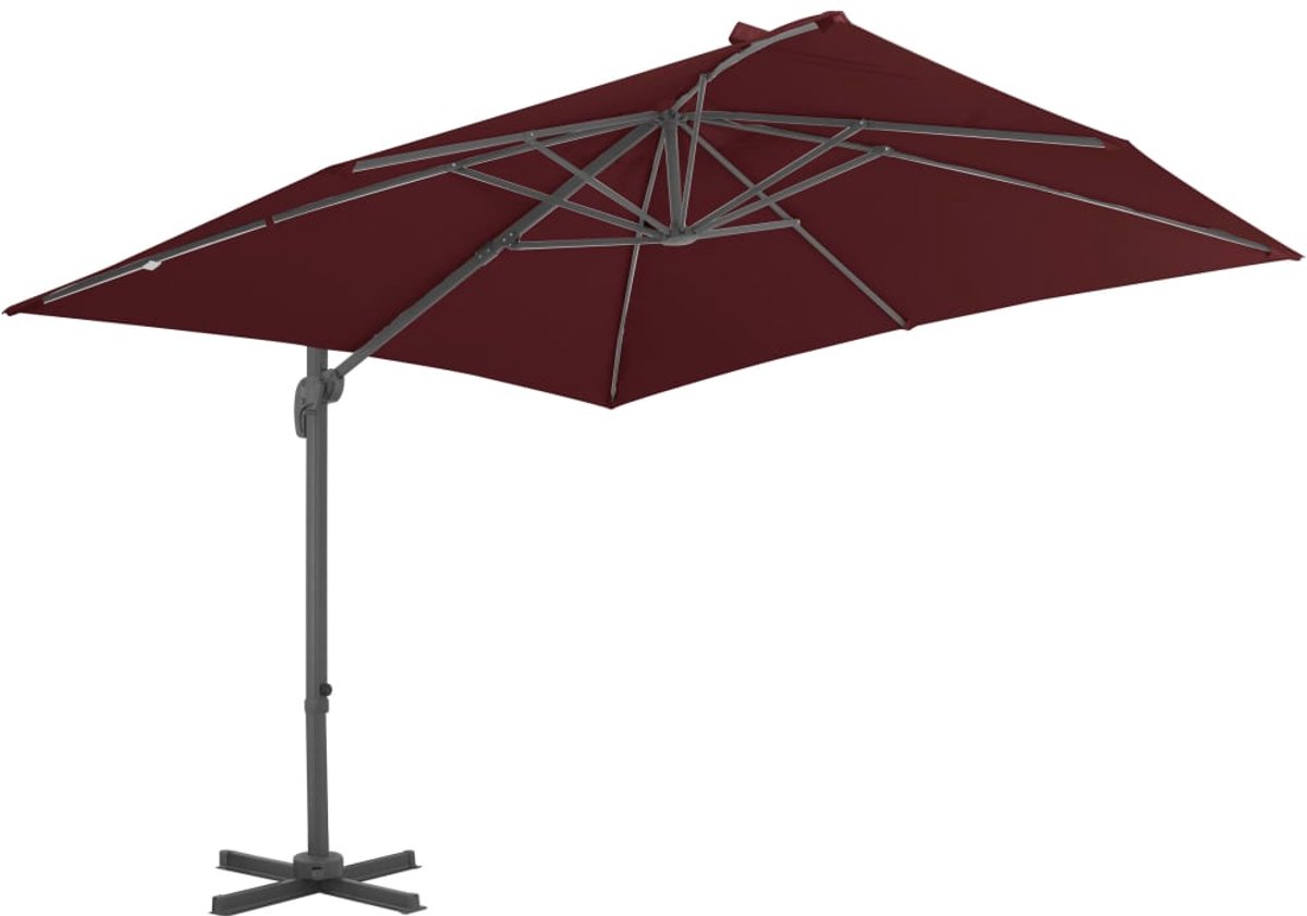 vidaXL Zweefparasol - 400x300 cm - Bordeauxrood Hangende Parasol - Tuinparasol - Parasol Rood - Terrasdecoratie - Buitenleven - Zomerzon - Zonnebescherming - Balkon Decoratie (8019477661005)