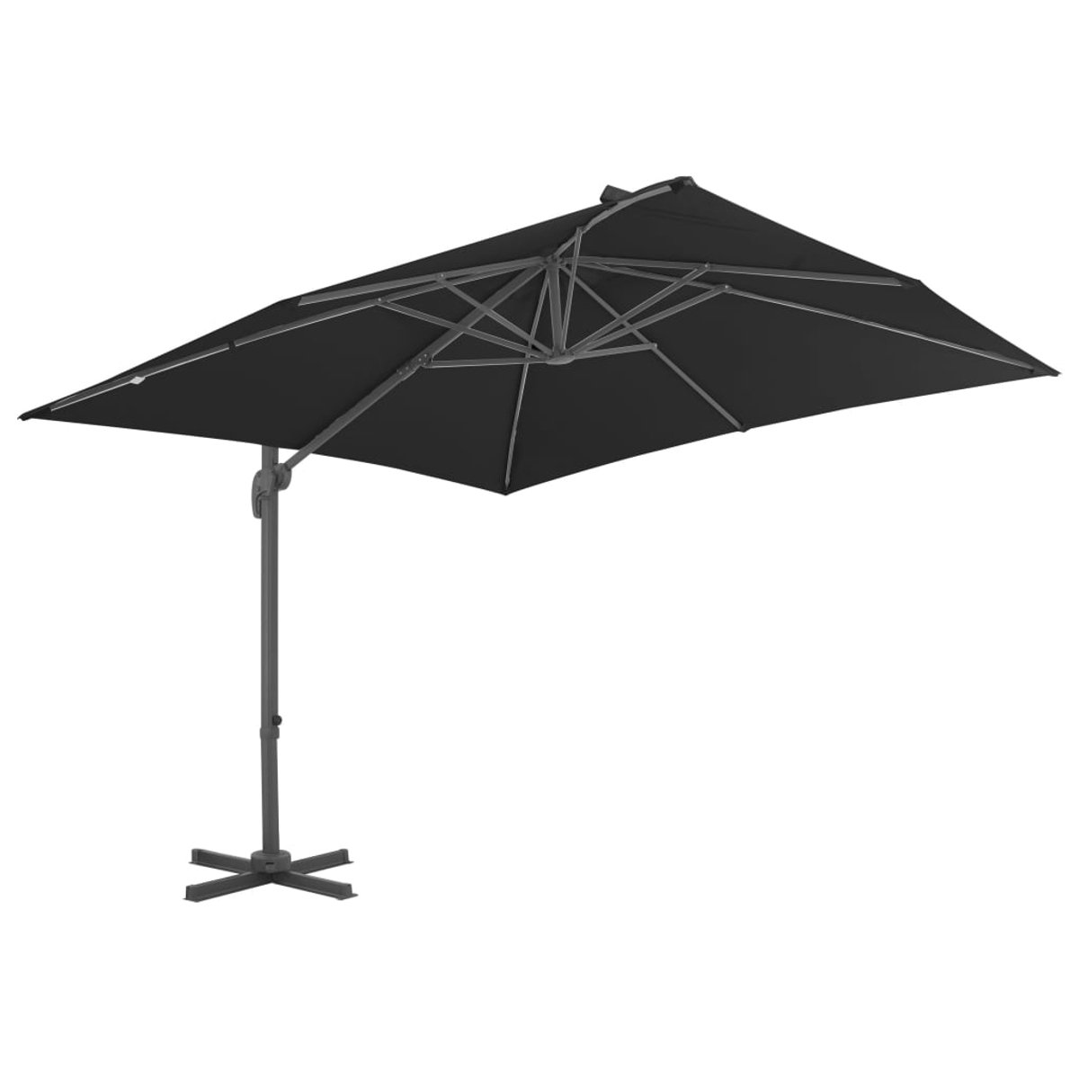 vidaXL Zweefparasol - Aluminium - 3x3 m - Zwart Hangende Parasol - Zweefparasol - Terraszonnescherm - Buitenzonnescherm - Zwarte Parasol - Parasol Met Kruisvoet - Uv Beschermende Parasol (8030285595351)