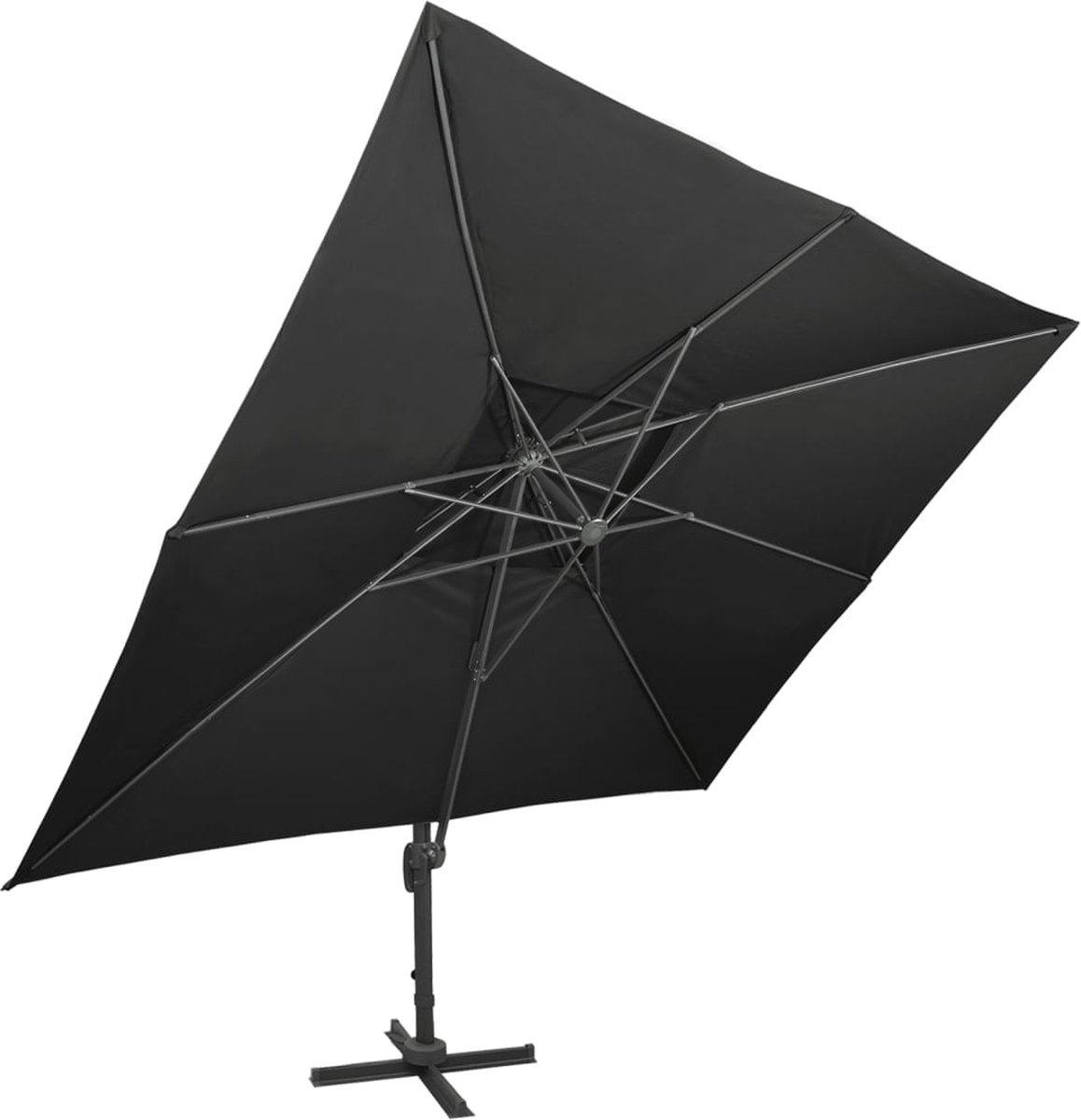 vidaXL Zweefparasol - Dubbel Dak - 400x300 cm - Zwart (8348351882138)