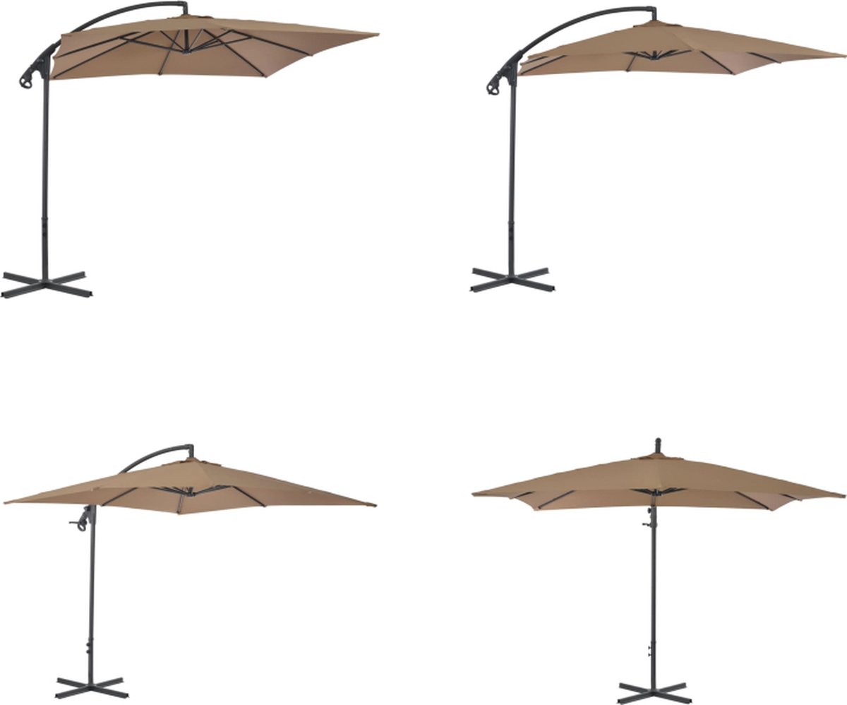 vidaXL Zweefparasol met stalen paal 250x250 cm taupe - Zweefparasol - Zweefparasols - Parasol - Parasols (8721115523025)