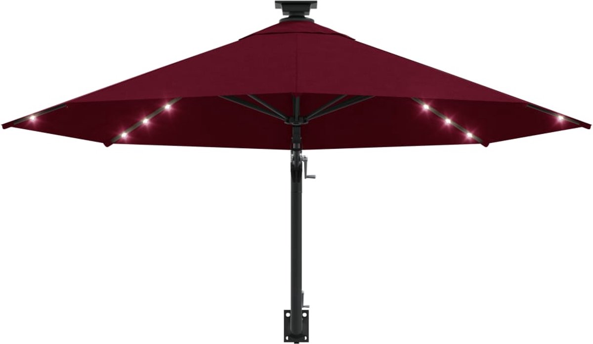 FIONERA Wandparasol met LED's 300 cm bordeauxrood (8064083004425)