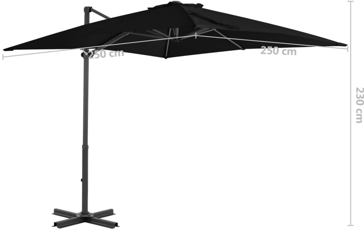 FIONERA Zweefparasol met aluminium paal 250x250 cm zwart (8064083004357)