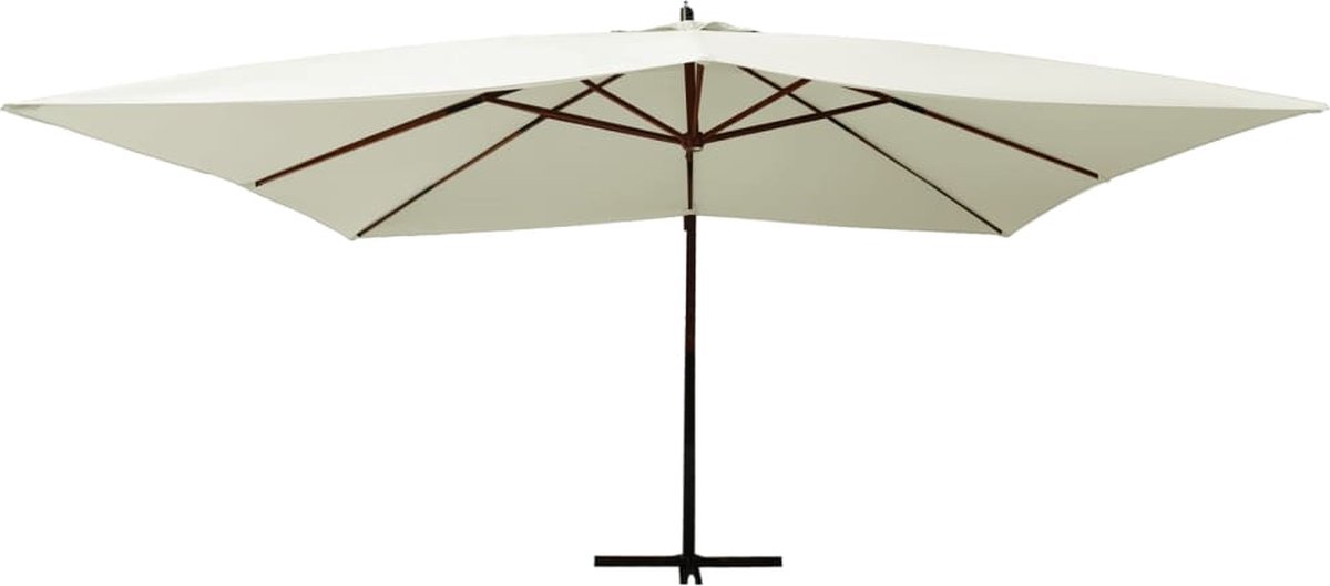 vidaXL Zweefparasol - 400x300 cm - Houten Paal - Zandwit Zweefparasol - Parasol - Tuinset - Buitendecoratie - Terrasdecoratie (8186469885982)