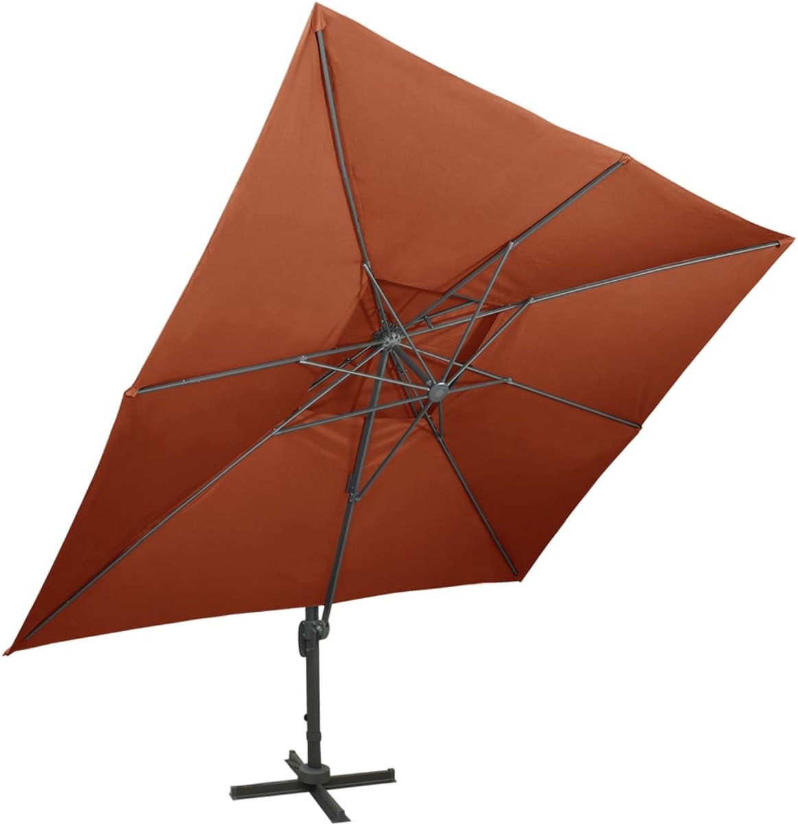 vidaXL Zweefparasol - Dubbel dak 400x300 cm - Terracotta Zonwering - Parasol - Terrasdecoratie - Buitenleven - Tuinaccessoires (8065975398790)