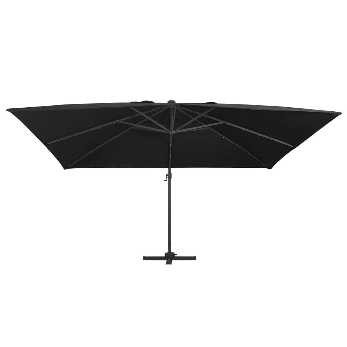 vidaXL Zweefparasol met LED-verlichting en paal 400x300 cm zwart - Zweefparasol - Zweefparasols - Parasol - Tuinparasol (8286912238720)