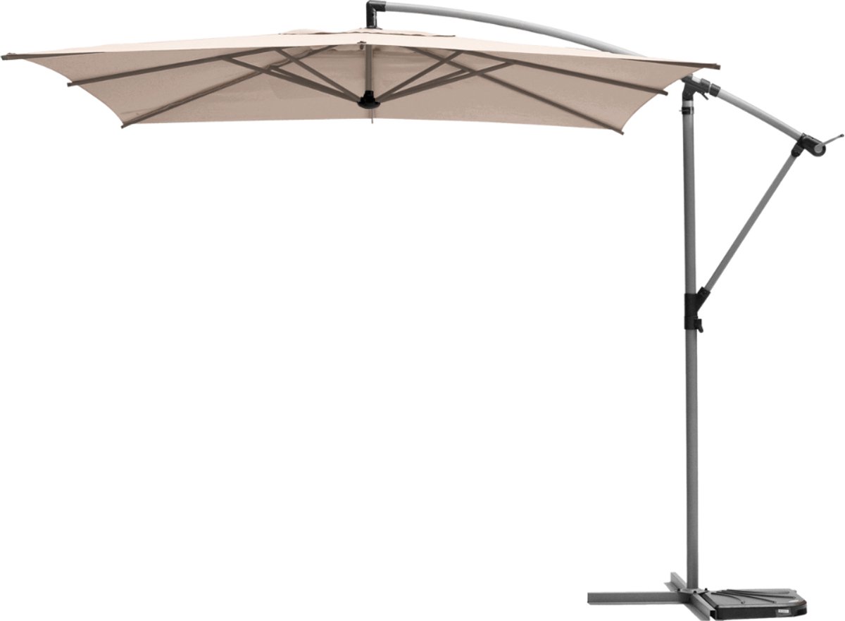 HESPERIDE HIXA Parasol - Zweefparasol - met voet - Stokparasol - 360° draaibaar - 240x250cm - Staal - Polyester - Beige (8721264842244)