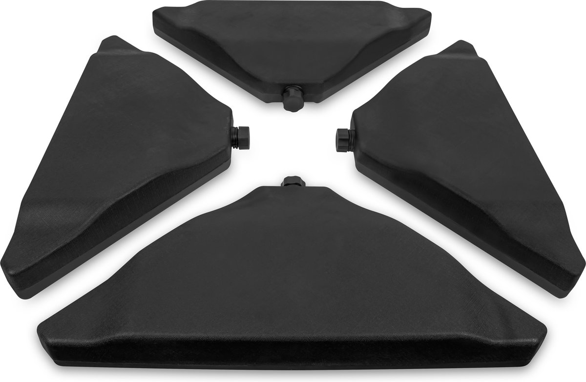 VONROC Premium Parasoltegels - Driehoekig - Vulbaar - voor een totaalgewicht van ±80 kg. - geschikt voor zweefparasols met kruisvoeten van 50x50cm - set van 4 stuks (8717479103843)