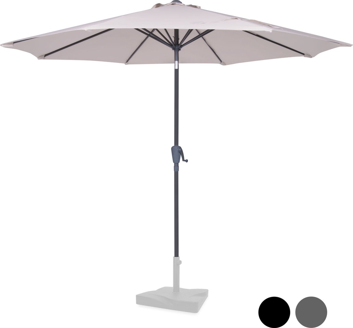 VONROC Premium Stokparasol Recanati ⌀300cm - Incl. beschermhoes - Ronde parasol - Kantelbaar - UV werend doek - Beige (8717479096244)