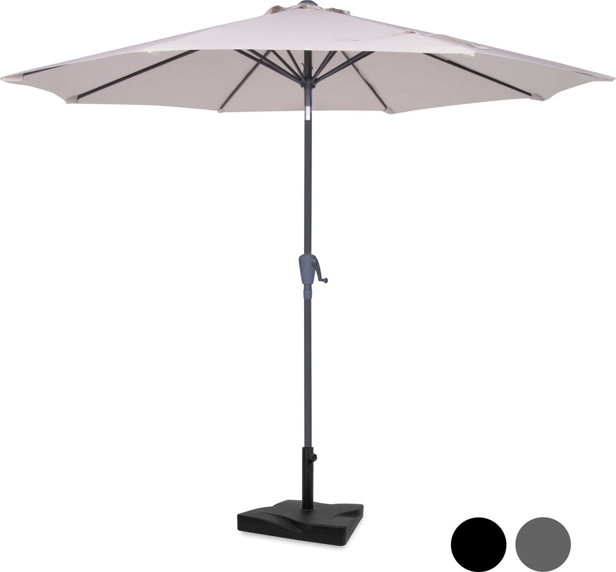 VONROC Premium Stokparasol Recanati ⌀300cm - Incl. parasolvoet & beschermhoes - Ronde parasol - Kantelbaar - UV werend doek - Beige (8717479104901)