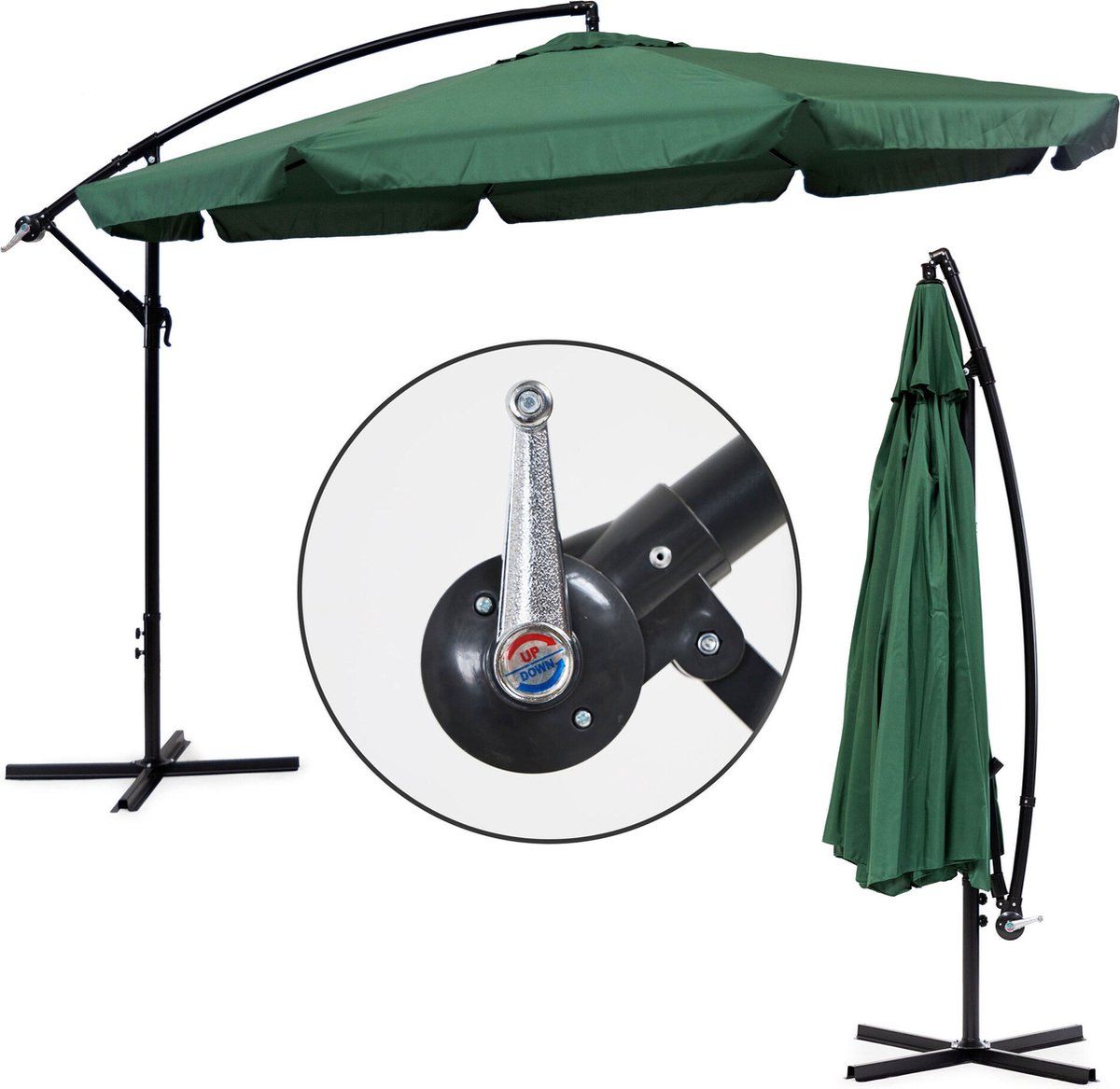 Zweefparasol - waterdicht polyester - 340 cm - groen (5903769978014)