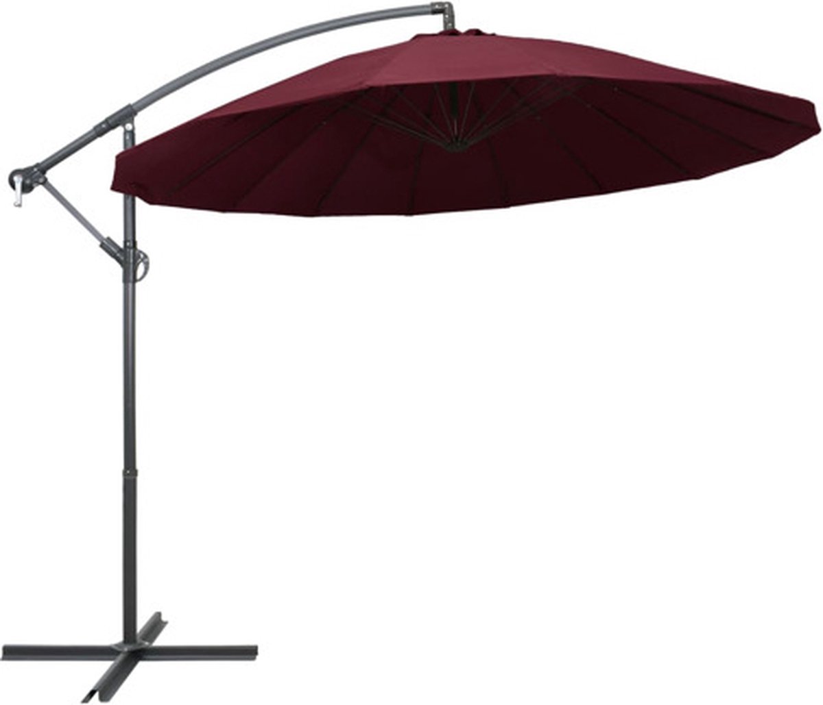 vidaXL - Zweefparasol - met - aluminium - paal - 3 - m - bordeauxrood (8719883745510)