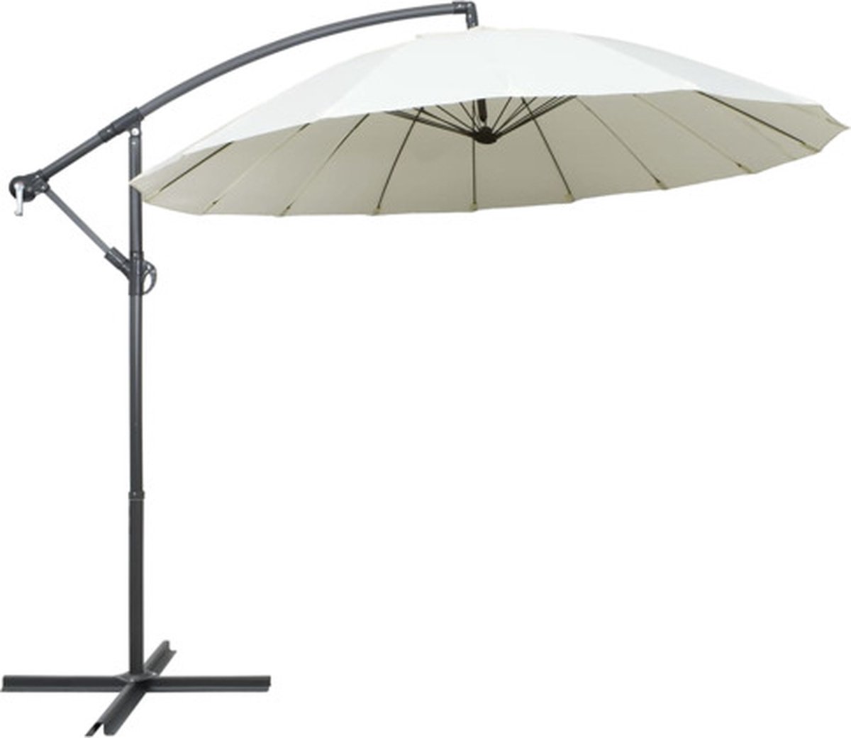 vidaXL - Zweefparasol - met - aluminium - paal - 3 - m - wit (8719883745473)