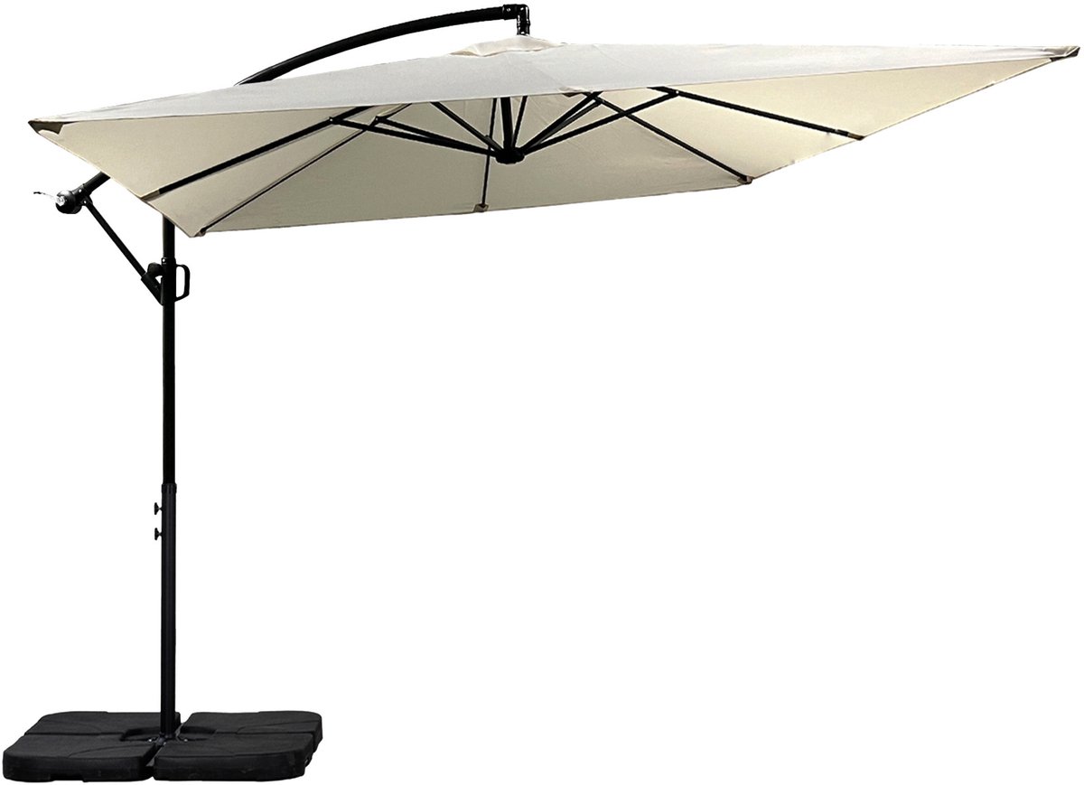 Buitenkado Actie Zweefparasol - 2.5x2.5m - Staal - Beige (8711942020316)