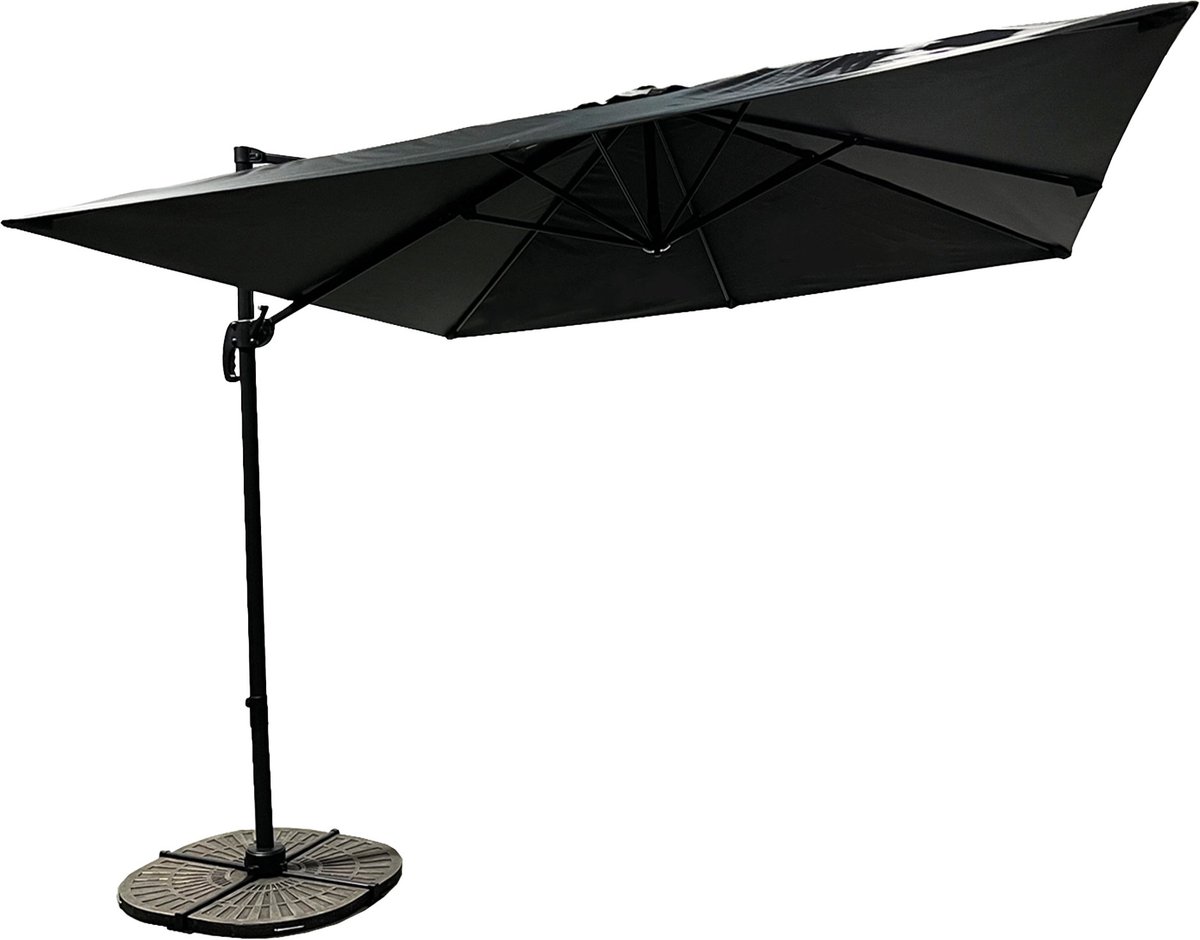 Buitenkado Pro Zweefparasol - 3x3m - Aluminium - Grijs (8711942018467)