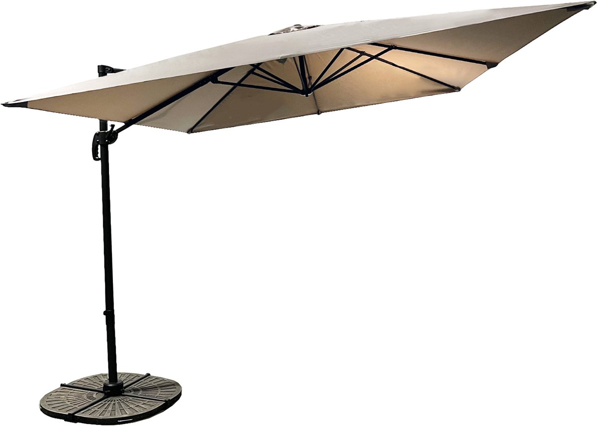 Buitenkado Pro Zweefparasol - 3x3m - Aluminium - Taupe (8711942018481)